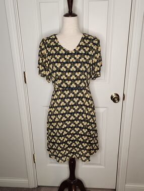 SM Wardrobe Navy Tulip Print Dress Size S